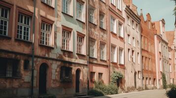 schattig oud stad- gebouw. illustratie ai generatief foto