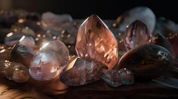 Kristallen en mineralen. illustratie ai generatief foto
