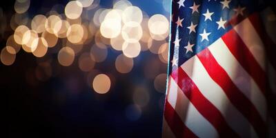 Amerikaans vlag met bokeh achtergrond foto