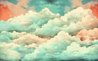 achtergrond van wolken geschilderd in waterverf, generatief ai foto