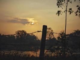 de gouden licht.gouden lucht in Thailand platteland achtergrond . foto