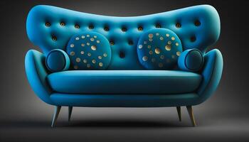 blauw sofa geïsoleerd, generatief ai foto