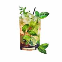 waterverf mojito cocktail. hand- getrokken vector illustratie. foto