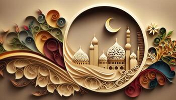 Ramadan filigraan papier kunst illustratie ai gegenereerd foto