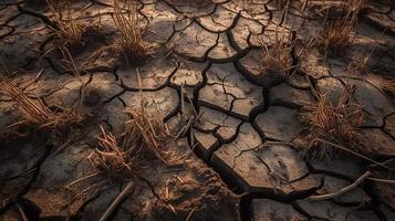 droog gebarsten aarde achtergrond. globaal opwarming en klimaat verandering concept foto