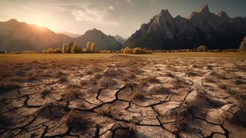 droog gebarsten aarde achtergrond. globaal opwarming en klimaat verandering concept foto