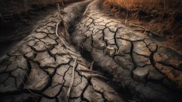 droog gebarsten aarde achtergrond. globaal opwarming en klimaat verandering concept foto