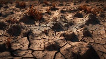 droog gebarsten aarde achtergrond. globaal opwarming en klimaat verandering concept foto