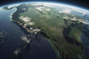 oppervlakte van de planeet aarde bekeken van een satelliet, gefocust Aan zuiden Amerika, Andes cordillera en amazon regenwoud foto