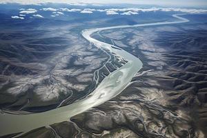 visie van ruimte Aan de delta van yukon rivier- foto