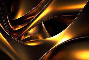 luxe gouden vloeistof golven abstract achtergrond. ai gegenereerd foto