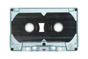 transparant cassette plakband geïsoleerd Aan wit met knipsel pad foto