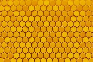 3d illustratie van een geel honingraat monochroom honingraat voor honing. patroon van gemakkelijk meetkundig zeshoekig vormen, mozaïek- achtergrond. foto