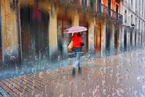 Bilbao, vizcaya, Spanje, 2023 - mensen met een paraplu in regenachtig dagen in winter seizoen, Bilbao, foto