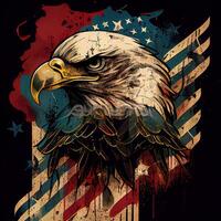 grunge patriottisch Amerikaans kaal adelaar - ai gegenereerd foto