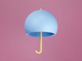 schattig paraplu in minimaal concept zomer thema Aan roze achtergrond tekenfilm stijl met glad kant, 3d illustratie foto