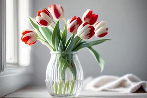 boeket van bloemen tulpen, ai generatie foto