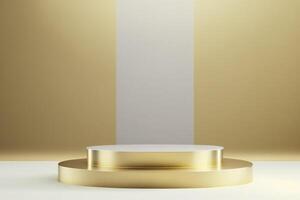 modern elegant goud vitrine met leeg ruimte voor Product presentatie. ai gegenereerd foto