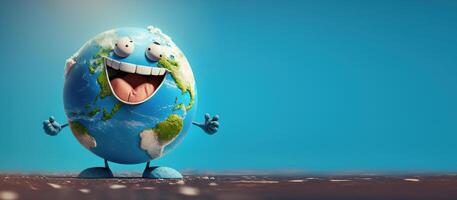grappenmaker aarde karakter lachen achtergrond, gelukkig aarde dag, wereld gelach dag. generatief ai foto