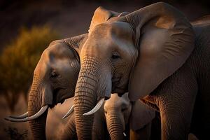twee mooi olifanten van de kant. ai gegenereerd foto