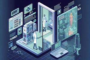 concept van medisch artsen werken met technologie Diensten naar oplossen virussen en Gezondheid problemen foto