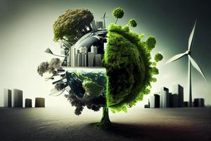 groen energie, duurzame industrie. milieu, sociaal, en zakelijke bestuur concept foto