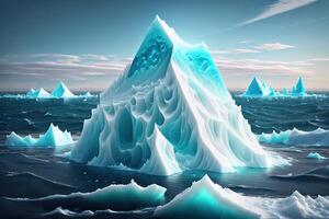 groot ijsberg drijvend in de zee door ai gegenereerd foto