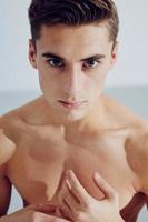 knap mannetje topless spier detailopname geschiktheid model- foto