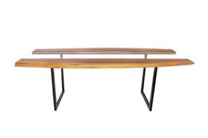 houten modern tafel Aan wit achtergrond. foto