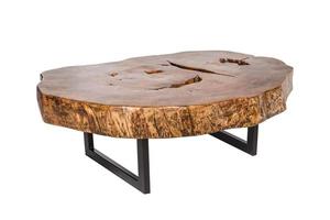 houten modern tafel Aan wit achtergrond. foto