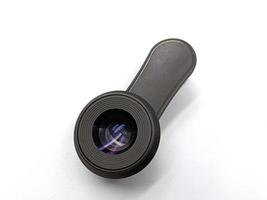 extern macro lens, mobiel telefoon klem. Aan wit achtergrond. medeplichtig voor mobiel fotografie foto