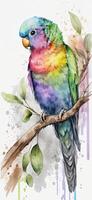 generatief ai illustratie van een regenboog gekleurde papegaai foto