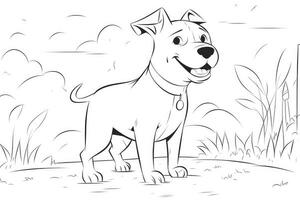 kleur bladzijde schets van tekenfilm schattig weinig puppy hond. illustratie kleur boek voor kinderen. generatief ai foto