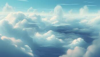 blauw lucht en zacht wolken achtergrond met generatief ai foto