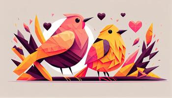 kleurrijk paar van papegaaien. tortelduifjes, tortelduifjes vliegen, liefde een vogel, paar- vogel, schattig liefde vogels, kleurrijk vogels. generatief ai. foto