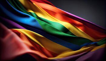 regenboog vlag. illustratie. golvend kleurrijk regenboog vlag. detail van de regenboog vlag. generatief ai foto