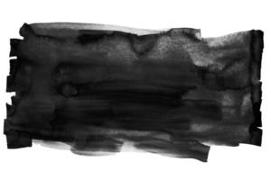 zwart kleur borstel beroerte door waterverf hand- schilderij en plons abstract structuur Aan wit papier achtergrond foto