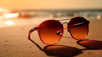 vrouw mooi stijl modieus aantrekkelijk luxe rood zon bril. foto