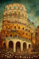 een colosseum Rome stad straat tafereel generatief ai foto