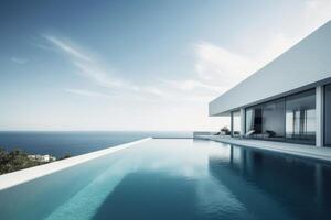 luxe woon- minimalistische villa met zwembad beeld generatief ai foto