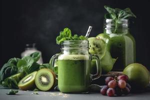 groen smoothie glas. genereren ai foto