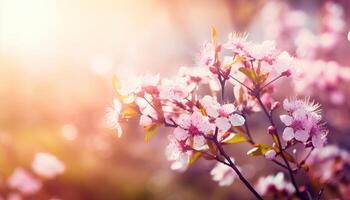 natuur achtergrond met voorjaar bloeiend bloemen. generatief ai foto