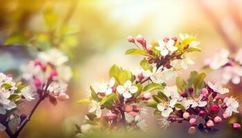 natuur achtergrond met voorjaar bloeiend bloemen. generatief ai foto