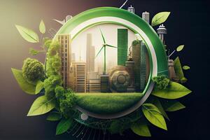 vernieuwend groen technologieën, slim systemen en recycling voor milieu duurzaamheid. generatief ai foto