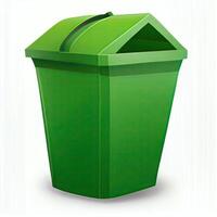 uitschot recyclen. bak houder voor verwijdering vuilnis verspilling en opslaan omgeving. groen vuilnisbak voor recycle glas kan afval. generatief ai foto