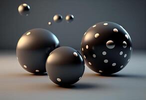 abstract achtergrond met zwart en wit bollen. 3d geven illustratie. generatief ai foto