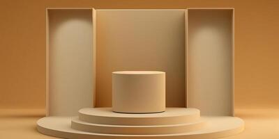 realistisch 3d beige thema podium voor Product Scherm. ai gegenereerd foto