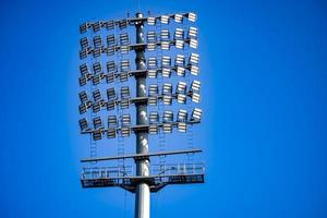 krekel stadion overstroming lichten polen Bij Delhi, Indië, krekel stadion lichten foto