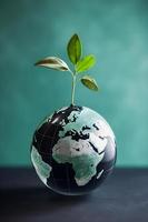 vergroening voor een duurzame toekomst verminderen co2 uitstoot door hernieuwbaar energie voor een gezonder ecologie en een koeler planeet Aan aarde dag foto