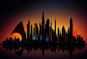 modern megapolis stad toekomst , stad silhouet horizon. genereren ai foto